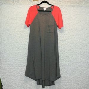 Lularoe Carly with orange/red sleeves